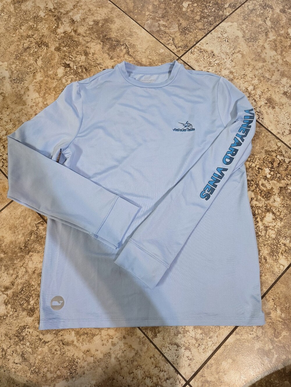 Vineyard Vines Men's Marlin Catch Long Sleeve Harbor Performance Tee Blue Size L